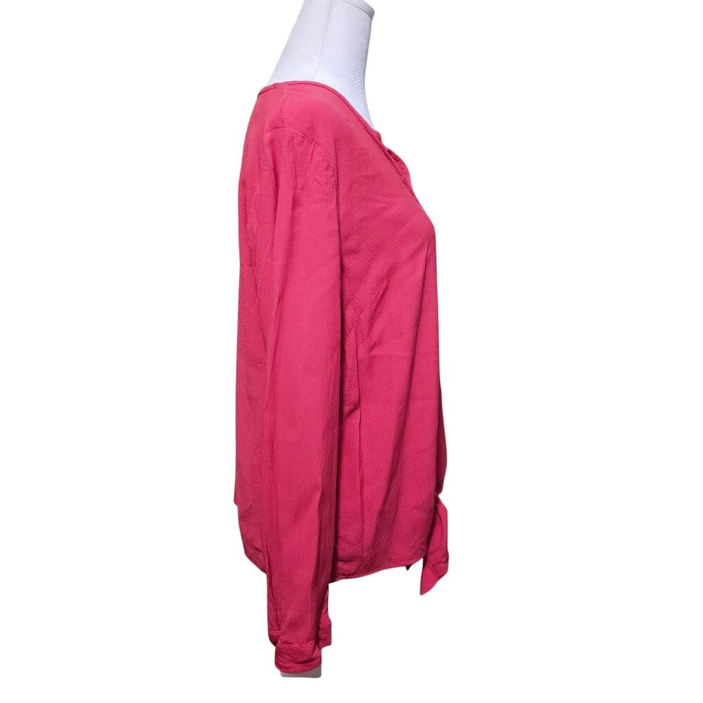 J. Jill Blouse Women's Size M Rayon Coral Long Sleeve V-neck Casual Minimalist - Picture 4 of 8